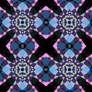 Pink and Blue Kaleidoscope Quatrefoil Small