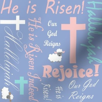 He is risen pink and blue