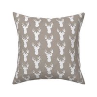 Deer Silhouette in White on Taupe