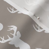 Deer Silhouette in White on Taupe