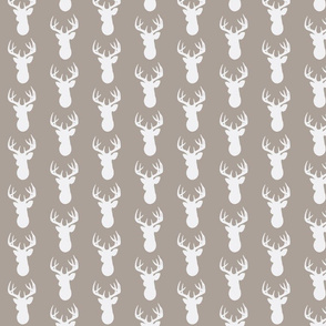 Deer Silhouette in White on Taupe