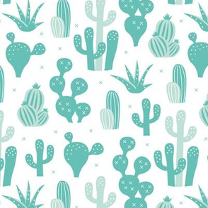Cactus garden and succulent cacti plants for summer cool scandinavian style gender neutral mint