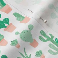 Cactus garden and succulent cacti plants for summer cool scandinavian style gender neutral green