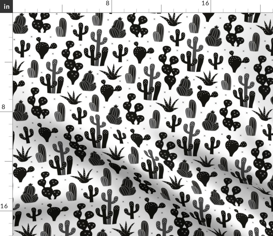 Cactus garden and succulent cacti plants for summer cool scandinavian style gender neutral black and white