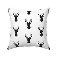 Stag Head - black and white - deer Buck and antlers