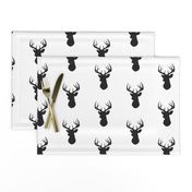 Stag Head - black and white - deer Buck and antlers