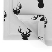 Stag Head - black and white - deer Buck and antlers