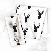 Stag Head - black and white - deer Buck and antlers