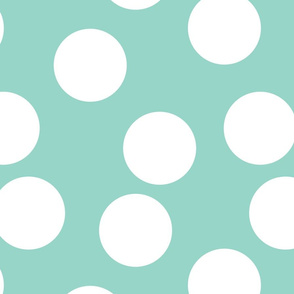 Large geometric circle abstract white dots confetti mint
