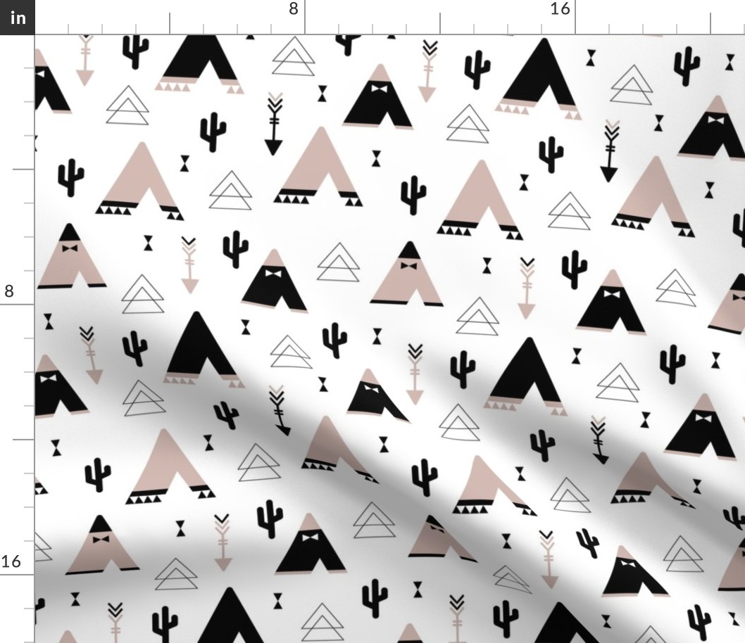 Geometric indian summer cactus teepee and arrows triangle illustration gender neutral