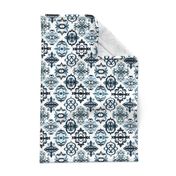 Moroccan Calligraphy Indigo and White Tile Pattern