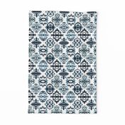 Moroccan Calligraphy Indigo and White Tile Pattern