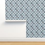 Moroccan Calligraphy Indigo and White Tile Pattern