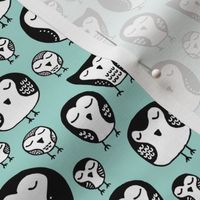 Sweet dreams night owl kids sleep theme black and white mint blue