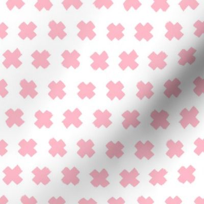 Soft blush pink girls cross and abstract plus sign geometric grunge brush strokes scandinavian style print SMALL
