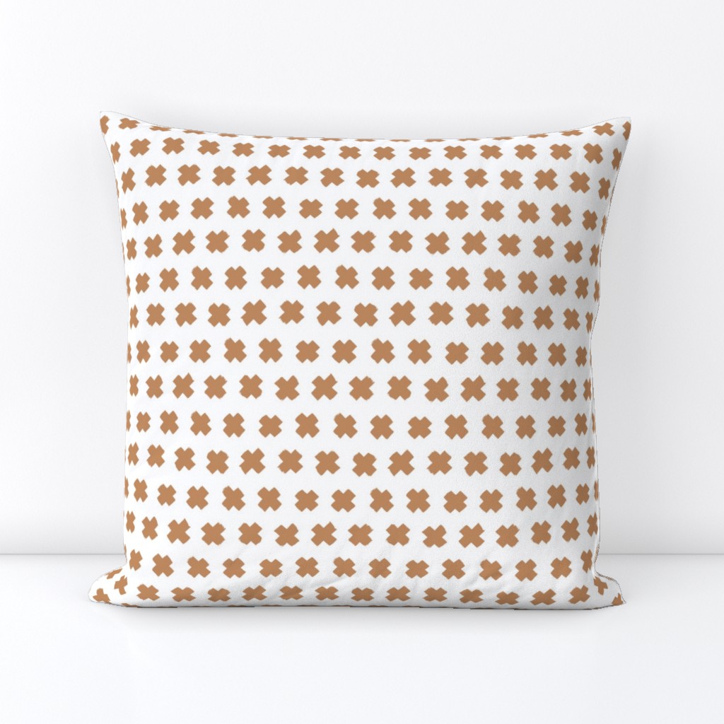 Gender neutral brown cross and abstract plus sign geometric grunge brush strokes scandinavian style print SMALL