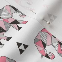Elephants Geometric with Triangles Pink