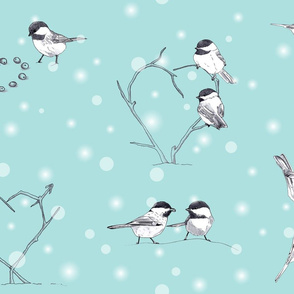 Chickadee Love in the Snow