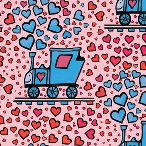 Pink & Blue Heart Train