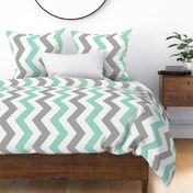 Bold Chevron in Mint and Cashmere Linen