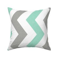 Bold Chevron in Mint and Cashmere Linen