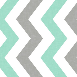Bold Chevron in Mint and Cashmere Linen