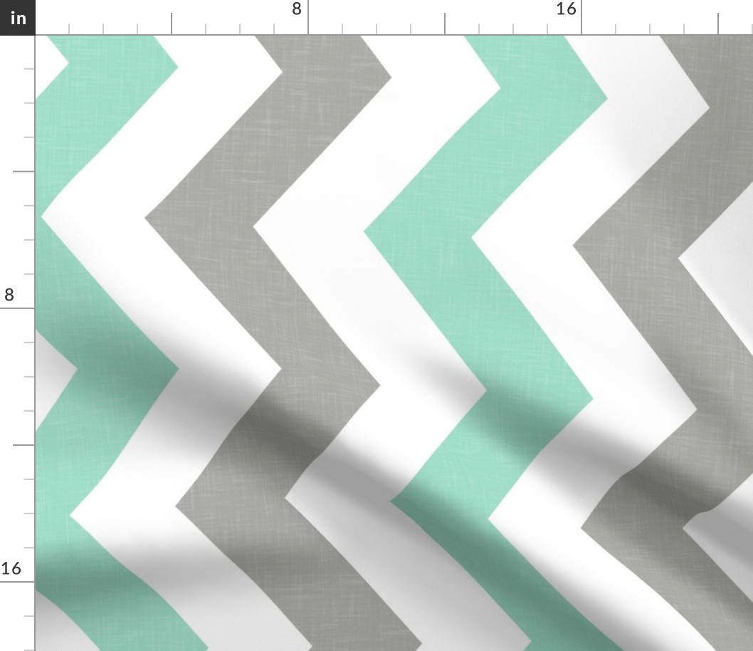 Bold Chevron in Mint and Cashmere Linen