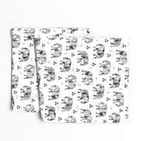 Elephants Geometric with Triangles Black&White Grey