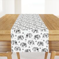 Elephants Geometric with Triangles Black&White Grey