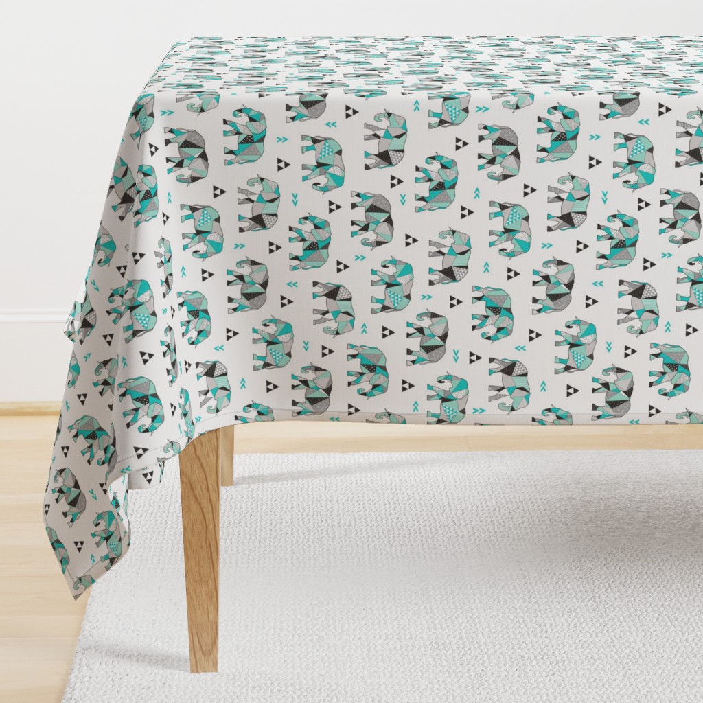 Elephants Geometric with Triangles Mint green