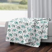 Elephants Geometric with Triangles Mint green