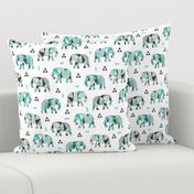 Elephants Geometric with Triangles Mint green