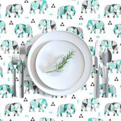 Elephants Geometric with Triangles Mint green