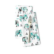 Elephants Geometric with Triangles Mint green