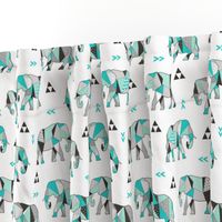 Elephants Geometric with Triangles Mint green