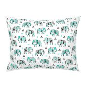 Elephants Geometric with Triangles Mint green