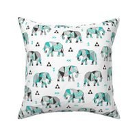 Elephants Geometric with Triangles Mint green