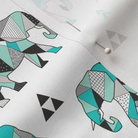 Elephants Geometric with Triangles Mint green