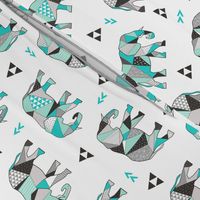 Elephants Geometric with Triangles Mint green