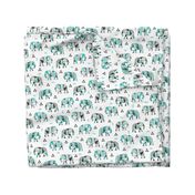 Elephants Geometric with Triangles Mint green