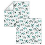 Elephants Geometric with Triangles Mint green