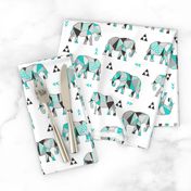 Elephants Geometric with Triangles Mint green