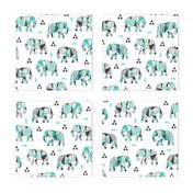 Elephants Geometric with Triangles Mint green