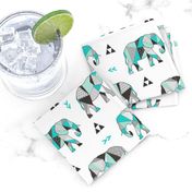 Elephants Geometric with Triangles Mint green