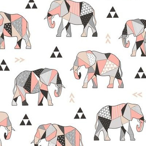 Elephants Geometric with Triangles Peach