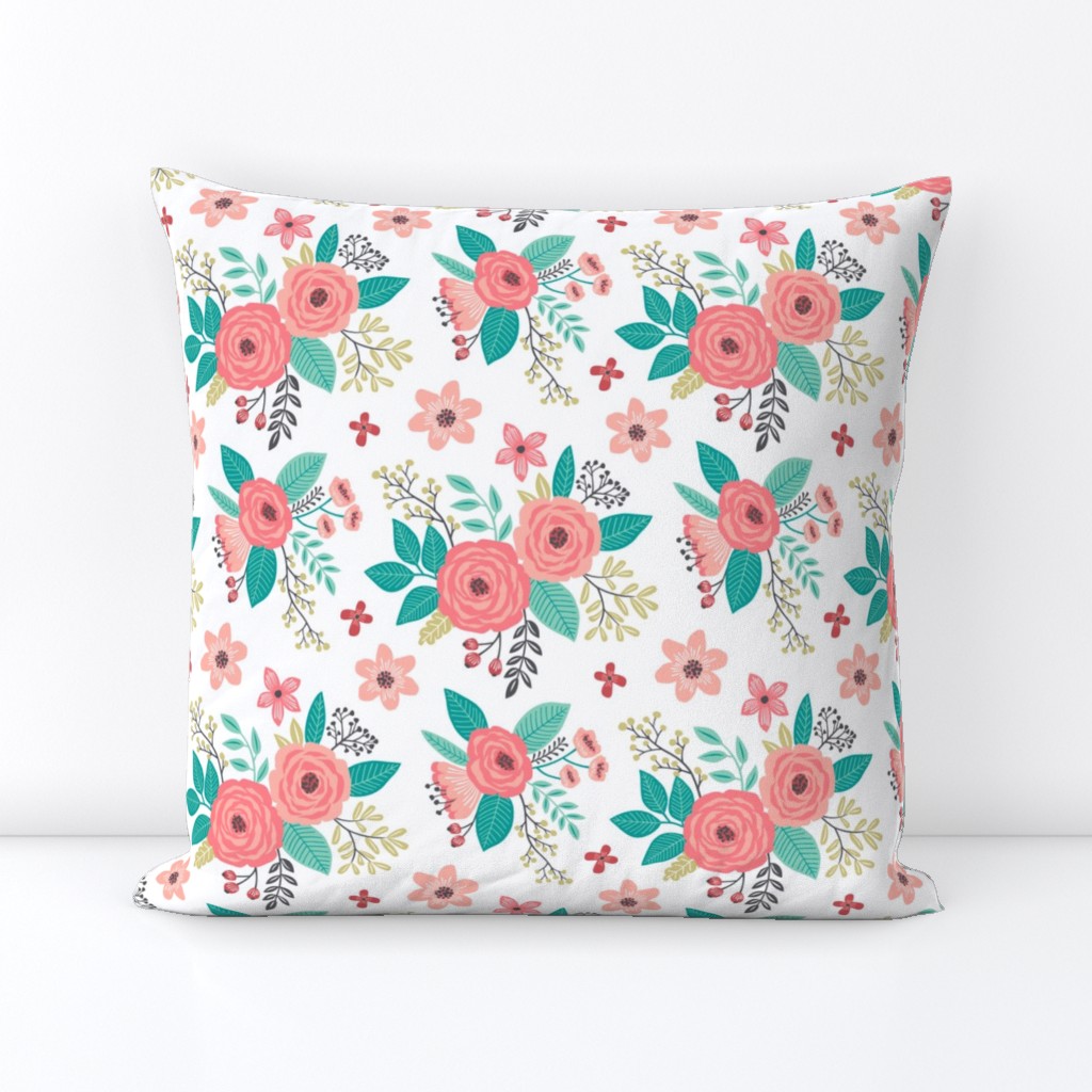 Vintage Antique Floral Flowers on White