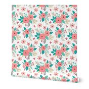 Vintage Antique Floral Flowers on White