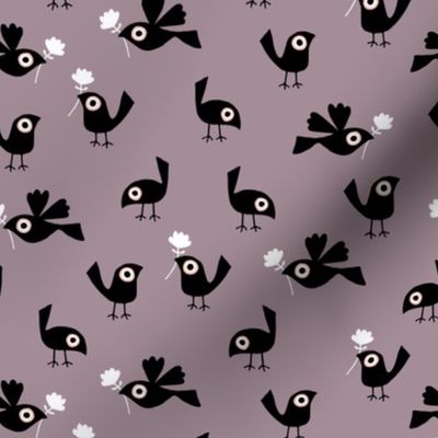 Spring birds on purple