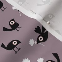 Spring birds on purple