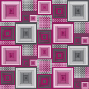 Cranberry and Gray Patchwork